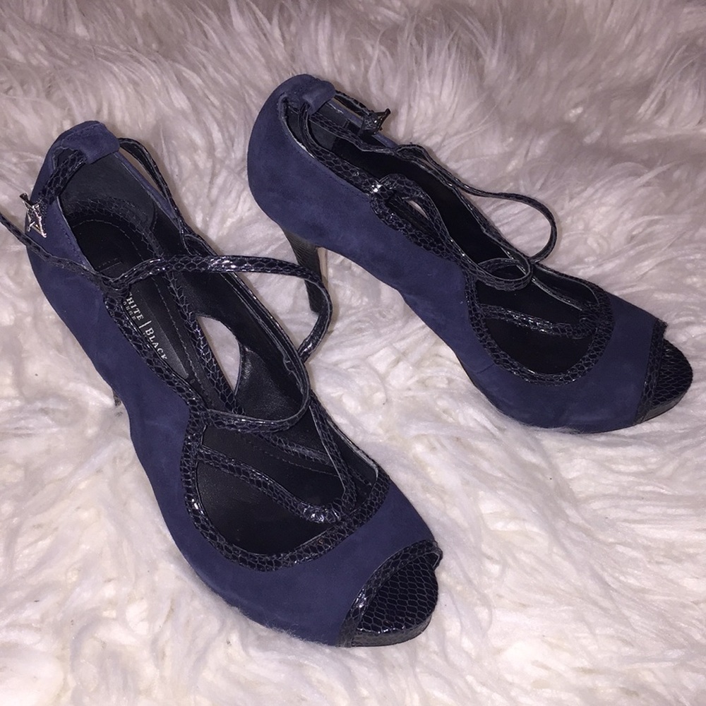 WHBM | Navy peep toe heels